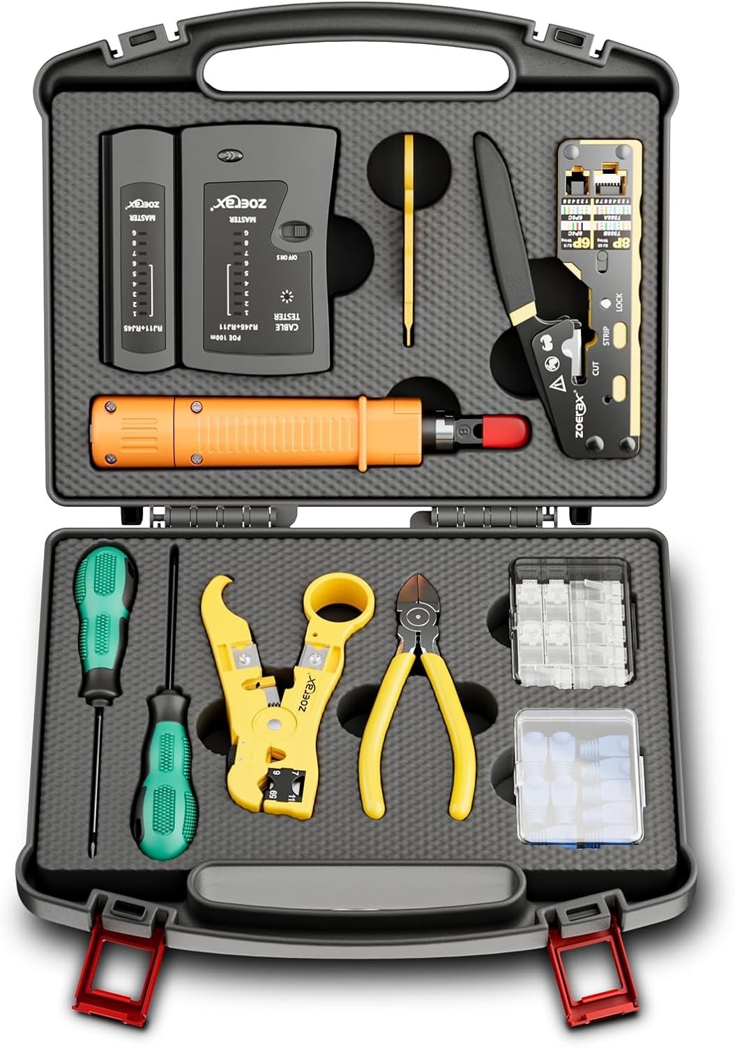11-in-1 Network Tool Kit – RJ45 Crimping Tool, Tester, Punch Down, Stripper, Cut
