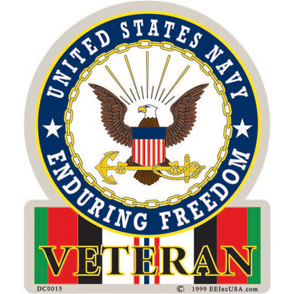 3"X4" VINYL PRESS AND STICK WEATHER RESISTANT USN ENDURING FREEDOM DECAL
