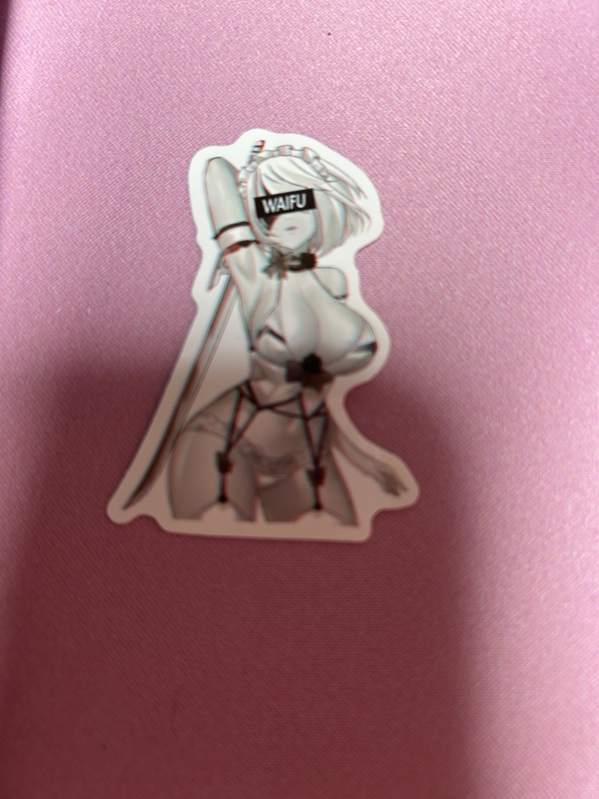 black and white waifu lewd sexy sticker #17