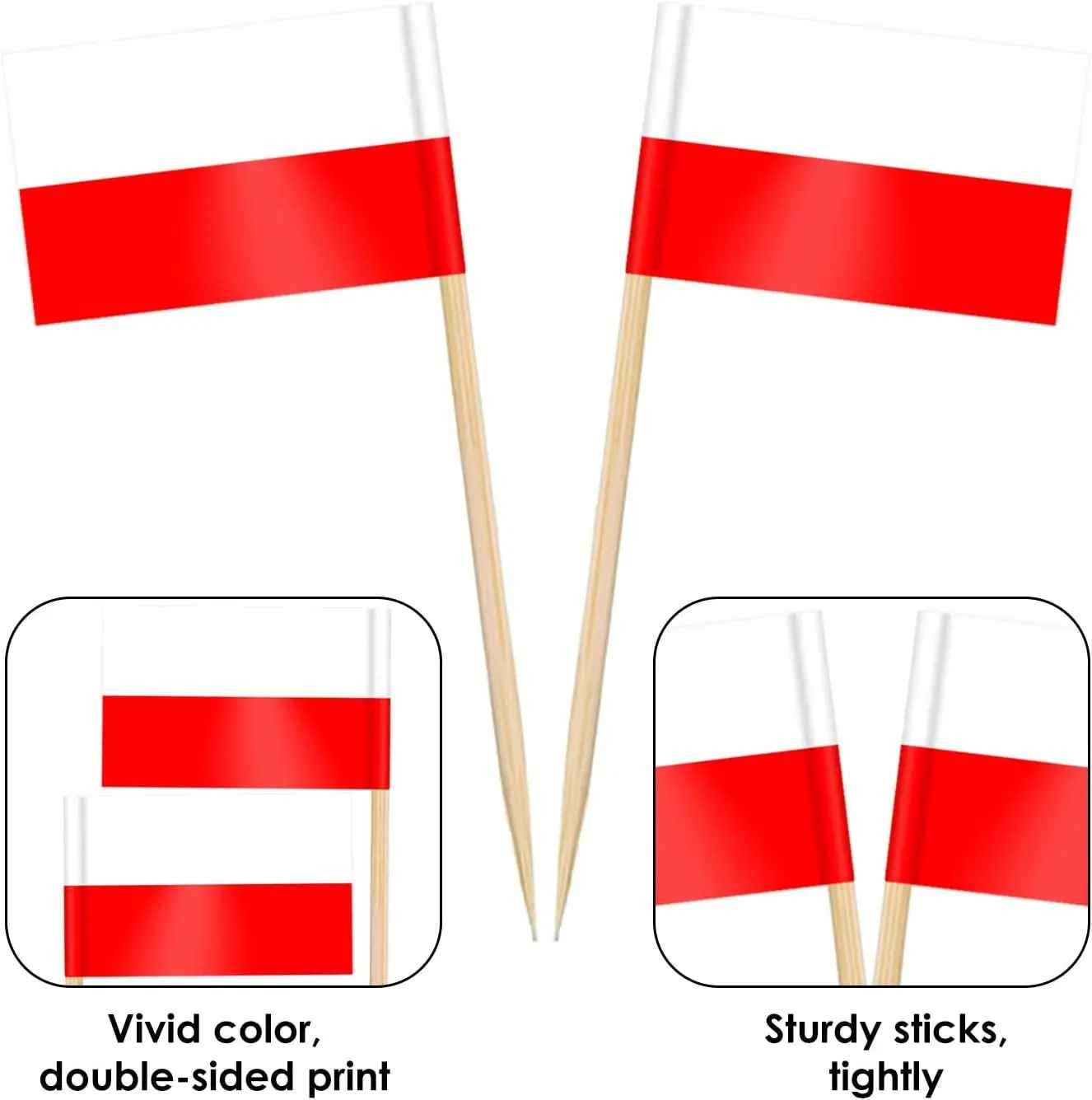 100Pcs Small American Flags Cupcake Toppers Double-sided All Country Stick Flags