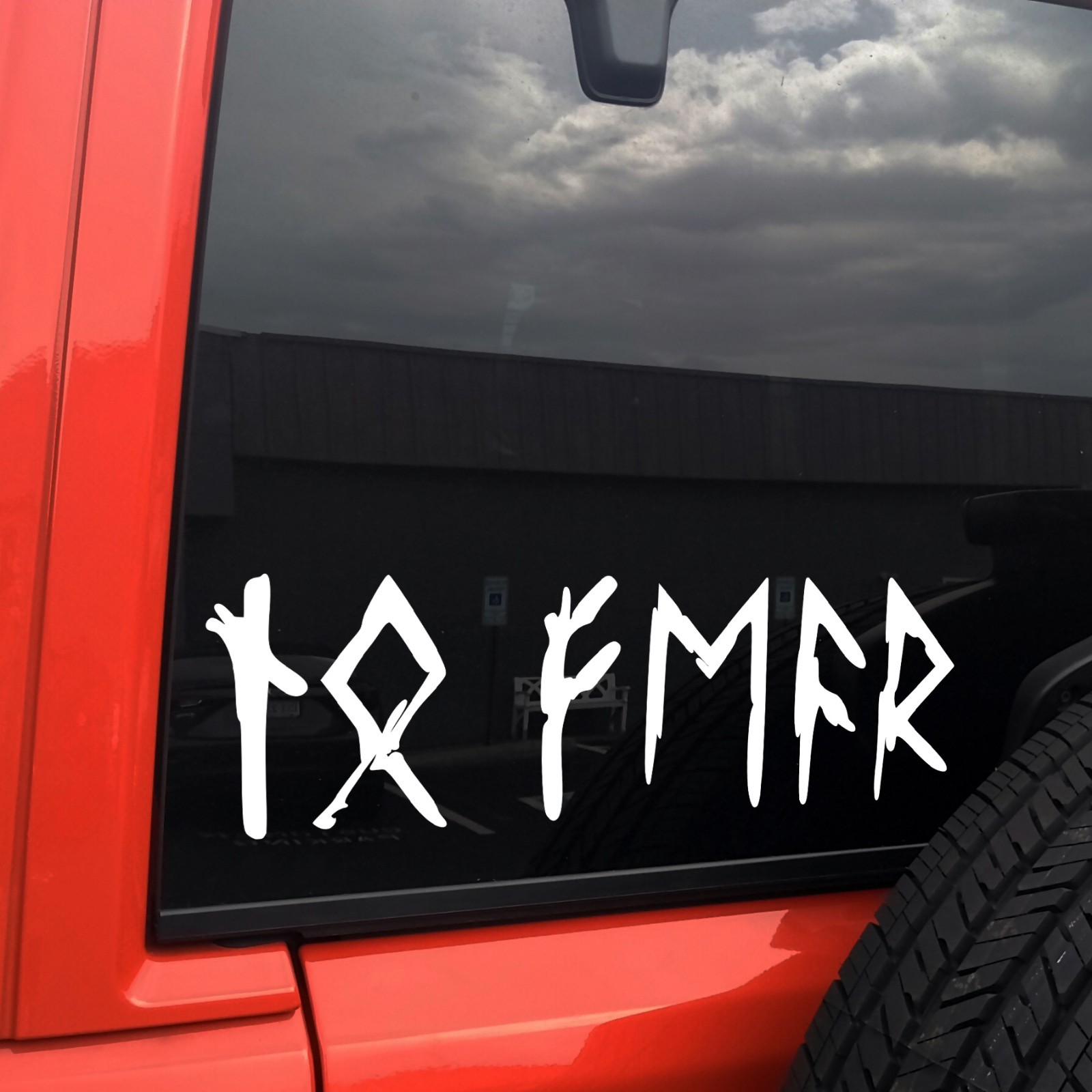 No Fear in Elder Futhark Runes V2 Vinyl Decal Norse Viking Celtic Symbol Sticker