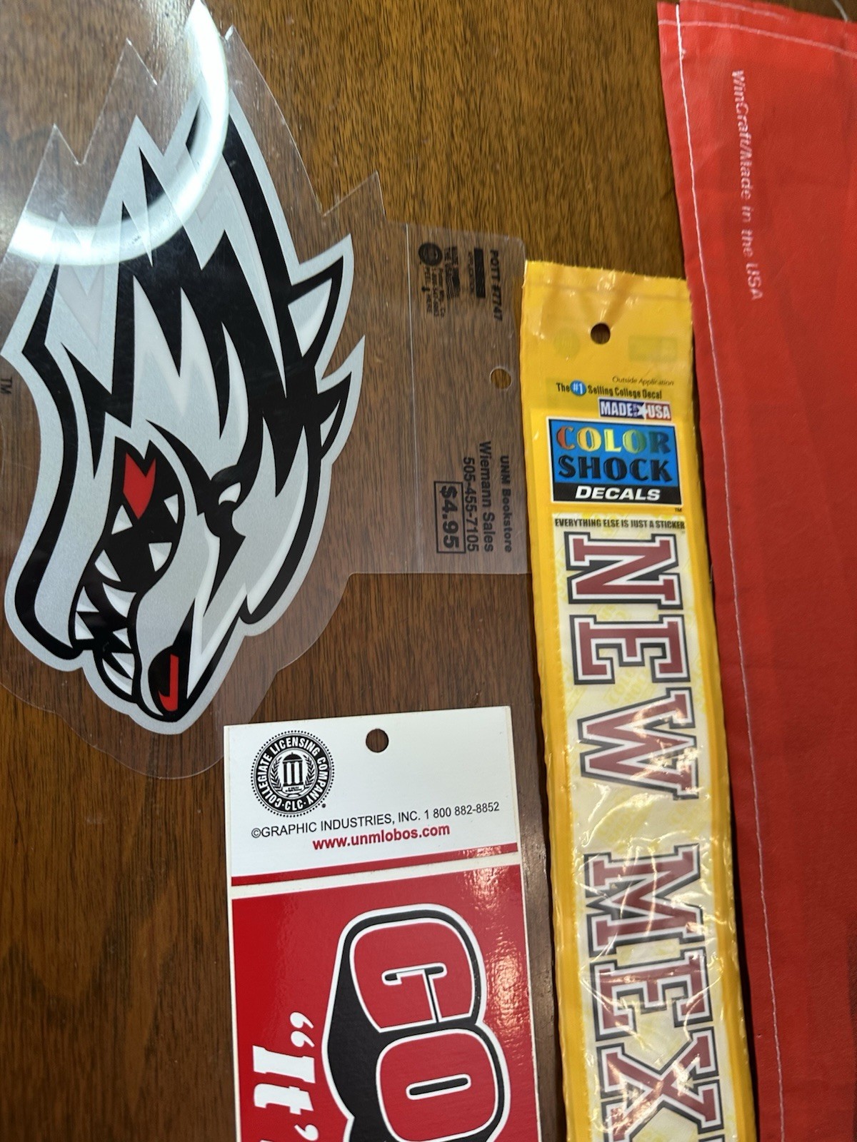 New Mexico Lobos NCAA Stickers & Used Banner Lot- Please Read See Photos! LOBOS!