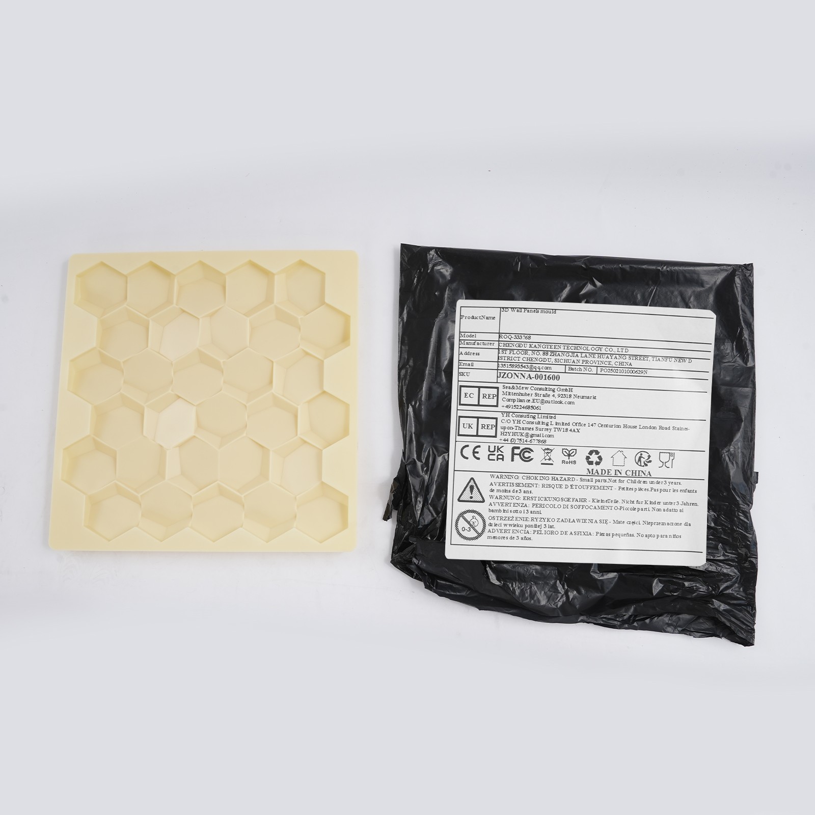 Beige 21.3" x 21.3" 3D Honeycomb Tile Brick Wall Sticker Waterproof Wall Panels
