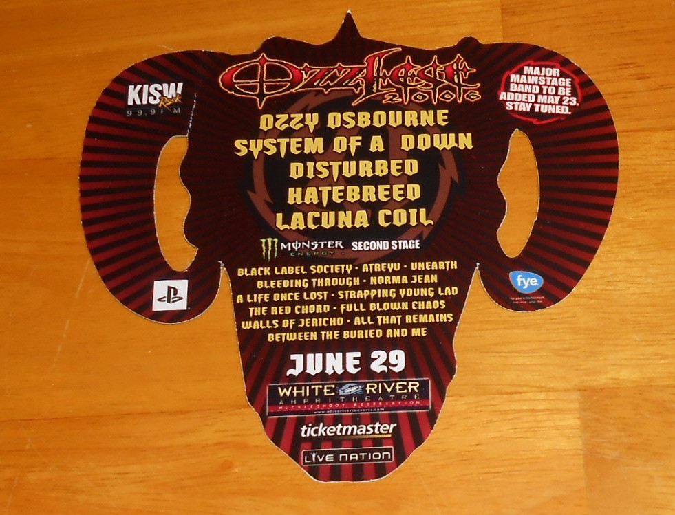 Ozzy Osbourne Fest 2006 Card Handbill Flyer Original Promo 5×5