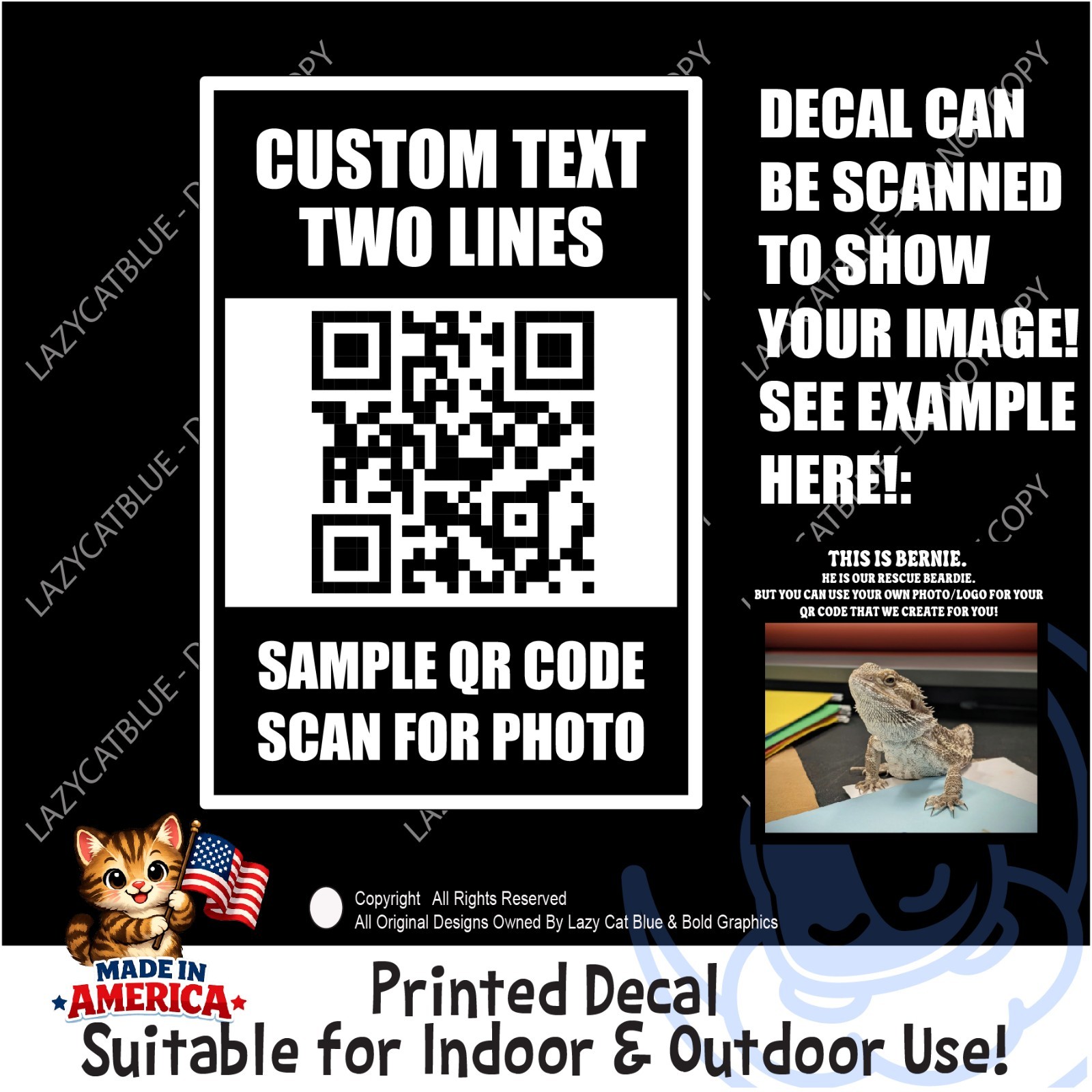 Custom QR Code Decal Sticker Link to YOUR PHOTO Advertise Fun Picture Share Scan
