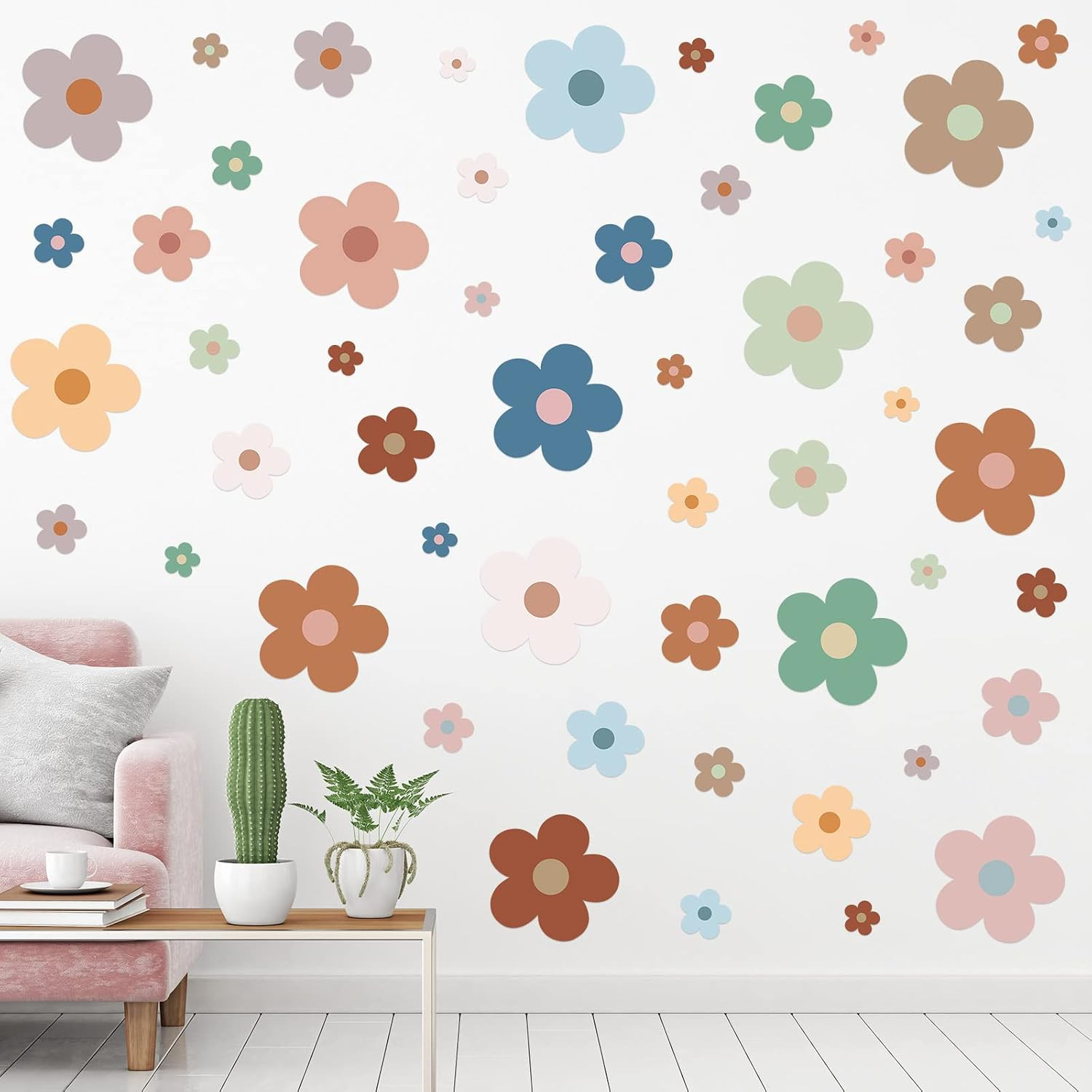 288 Pcs Colorful Floral Wall Stickers for Nursery Bedroom (9.1 X 11.4 Inch)