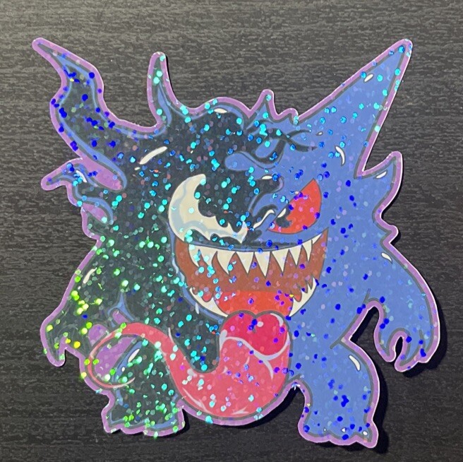 Pokemon Gengar Venom Glittery Foil Sticker Stick On Appliances, Laptops,GameCon
