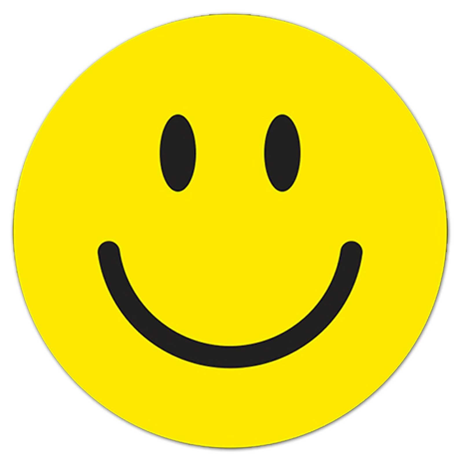 Happy Face Vinyl Window Stickers (Yellow 6") (12 6" Diameter, No Sunglasses