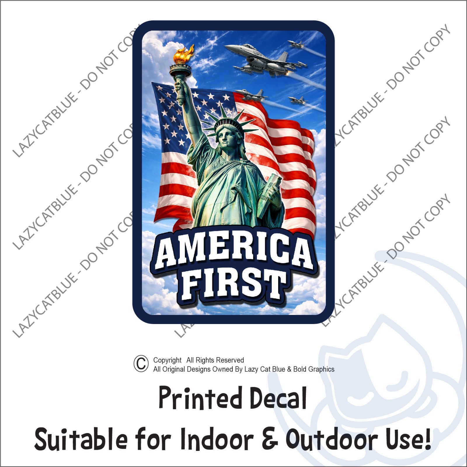 America First Statue of Liberty Decal Sticker US Flag United States Trump MAGA