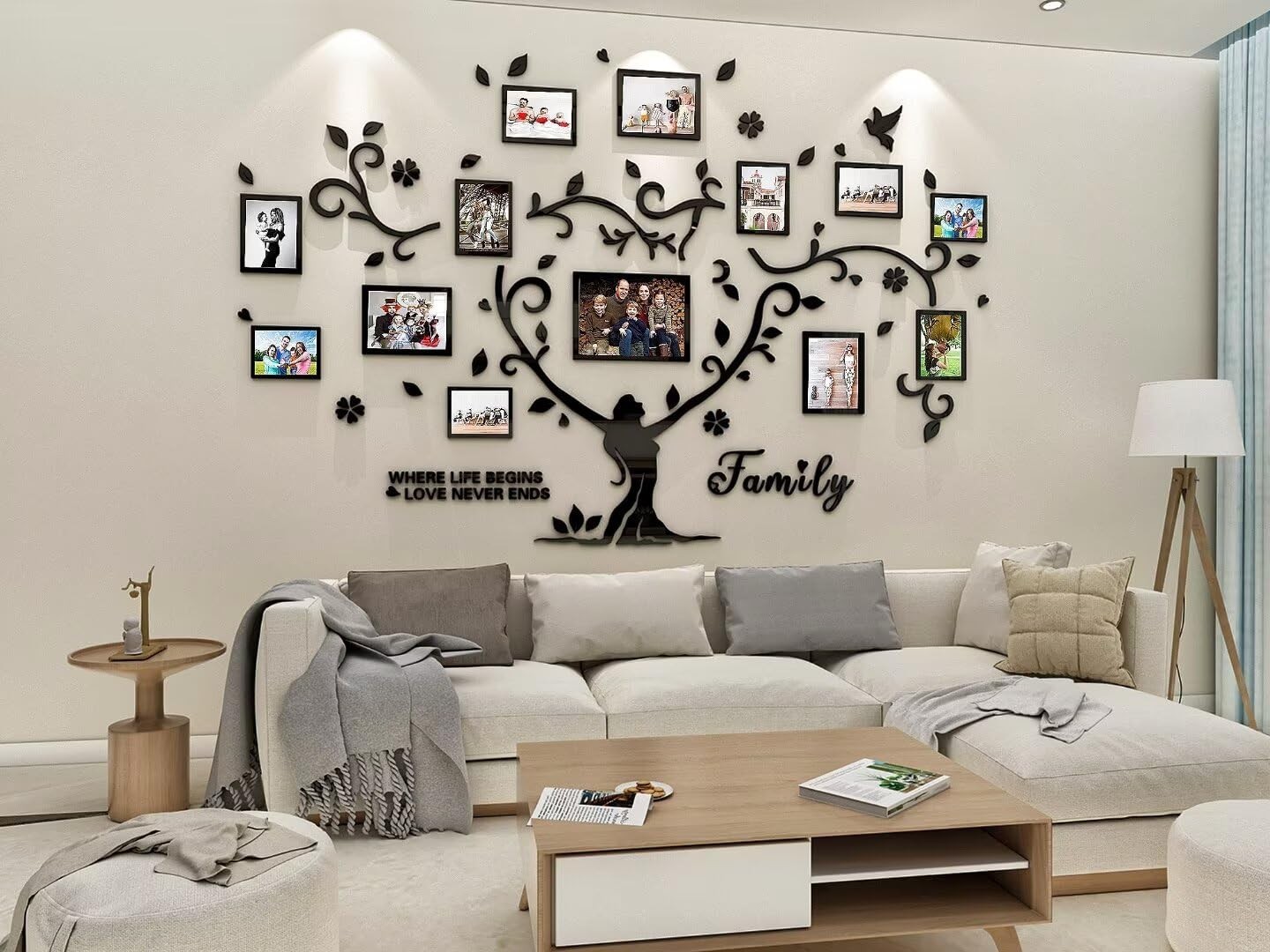 3D Family Tree Wall Decal – DIY Picture Frame Collage Stickers for Living Room
