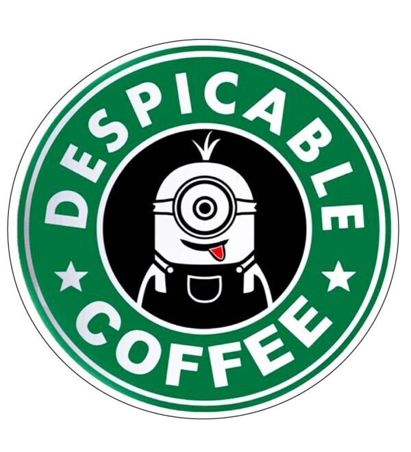 Starbucks Coffee Minion Logo Funny Cartoon Design vinyl sticker / printed decal