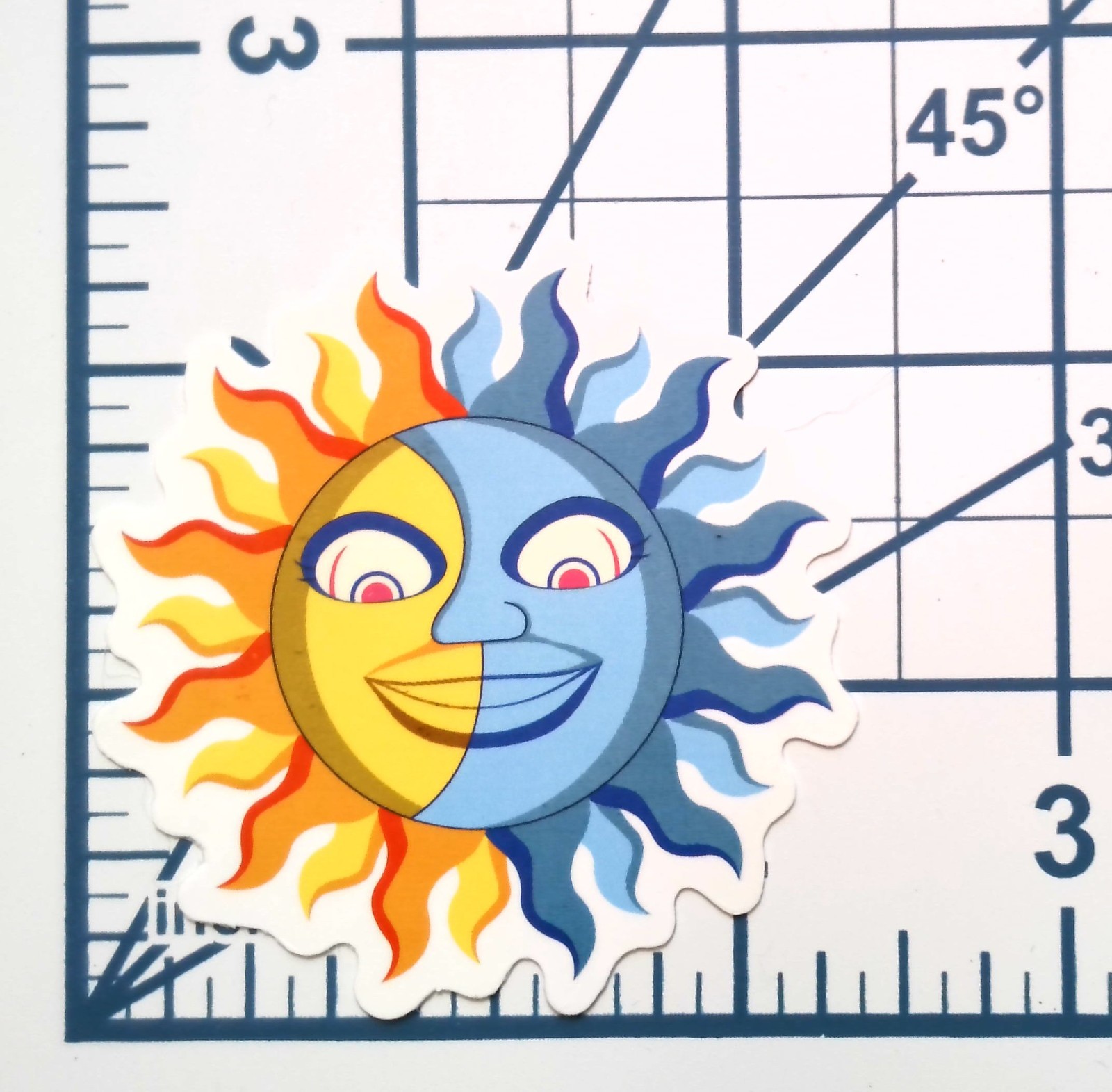 Celestial Sun and Moon Vinyl Sticker Retro 90s Aesthetic Hippie Spirit Decal