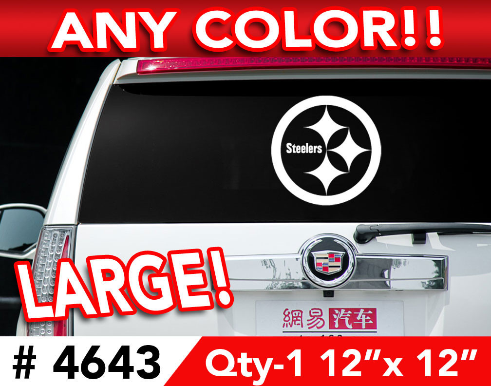 PITTSBURGH STEELERS ROUND LARGE DECAL STICKER 12"x 12" ANY 1 COLOR