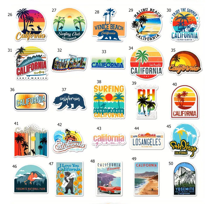 California Themed Vinyl Stickers – Select A Sticker – BUY2GET4FREE!