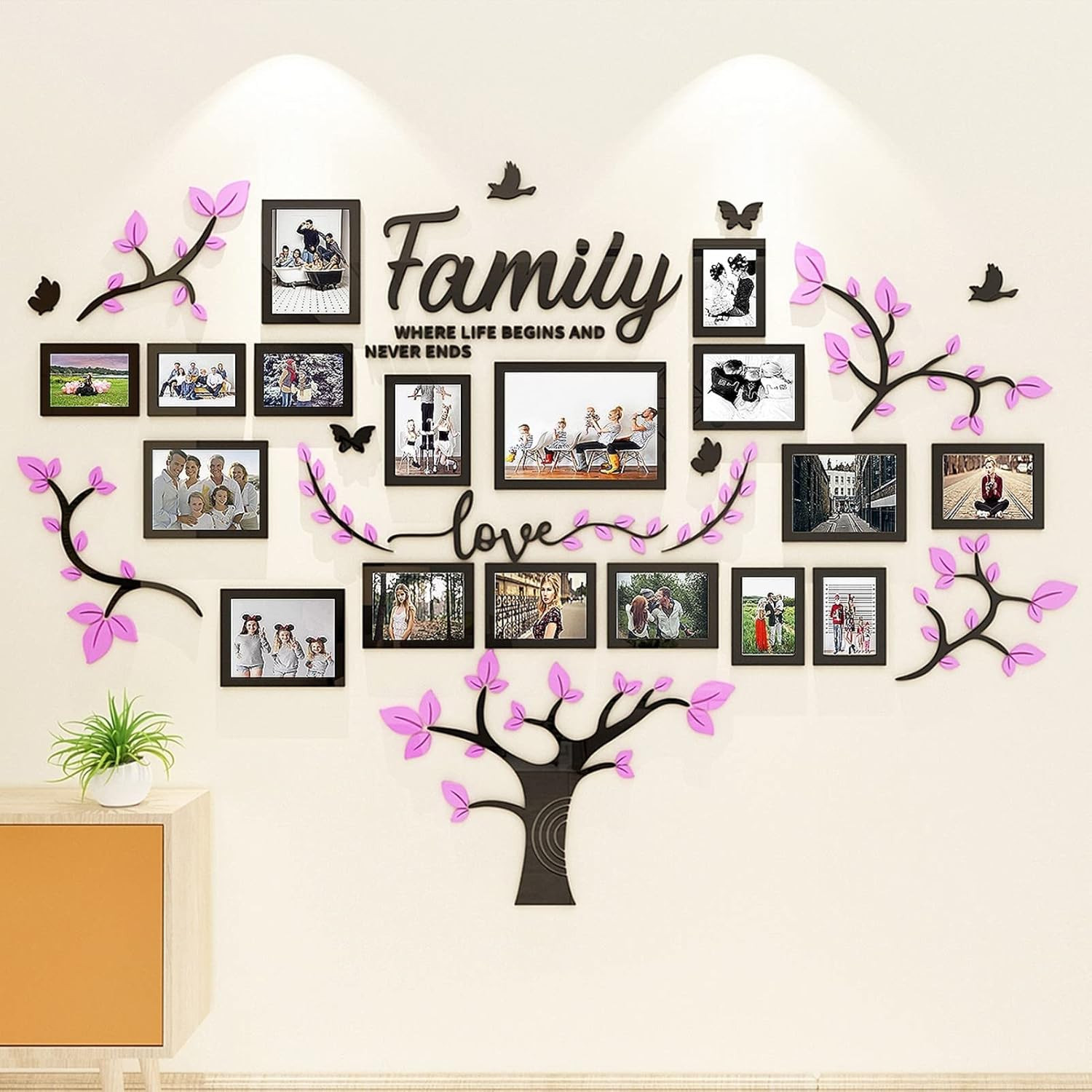 Wall Decor Living Room Family Tree Wall Decor Sticker 3D Picture Frames Collage