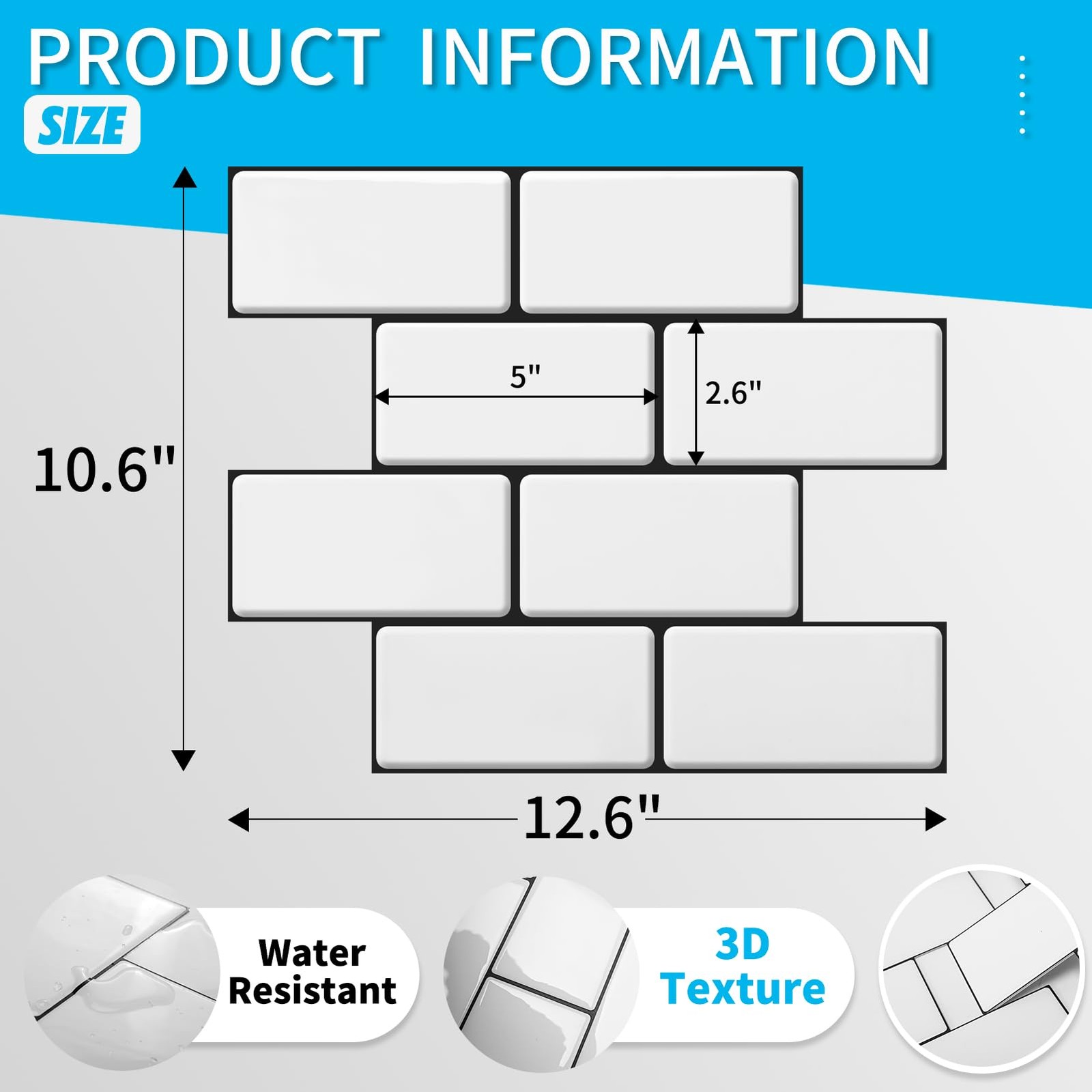 Faux Ceramic Subway Tile Peel And Stick Backsplash 10 Pack White 12.6 x 10.6…