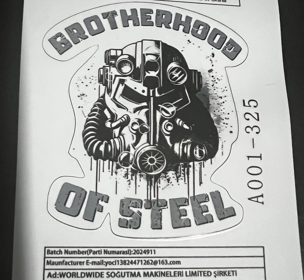 Sticker Decal FALLOUT Brotherhood of Steel T-60 Power Armor Helmet 3" NEW
