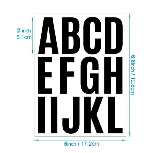 24 Sheets 2 Inch Self Adhesive Letters Stick on Vinyl Letters Capital Black