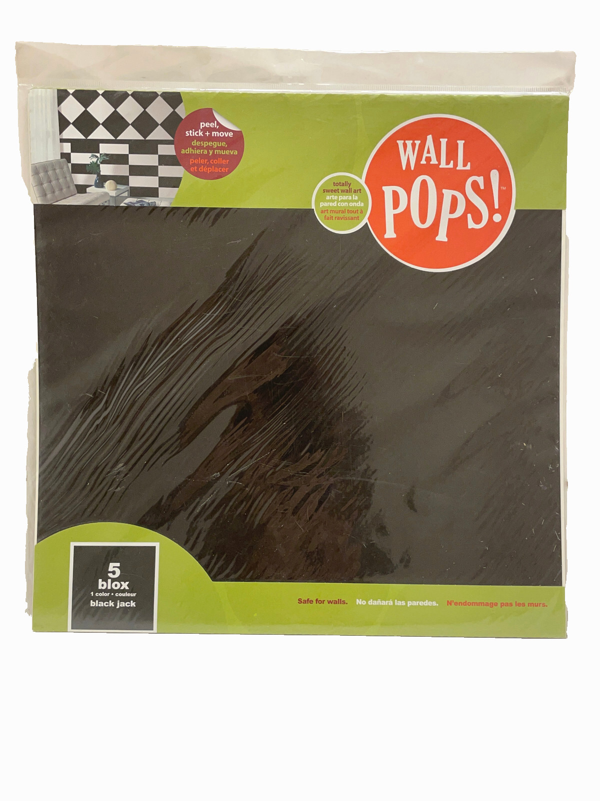 Wall Pops! 5 blox "black jack" self-stick removeable decals