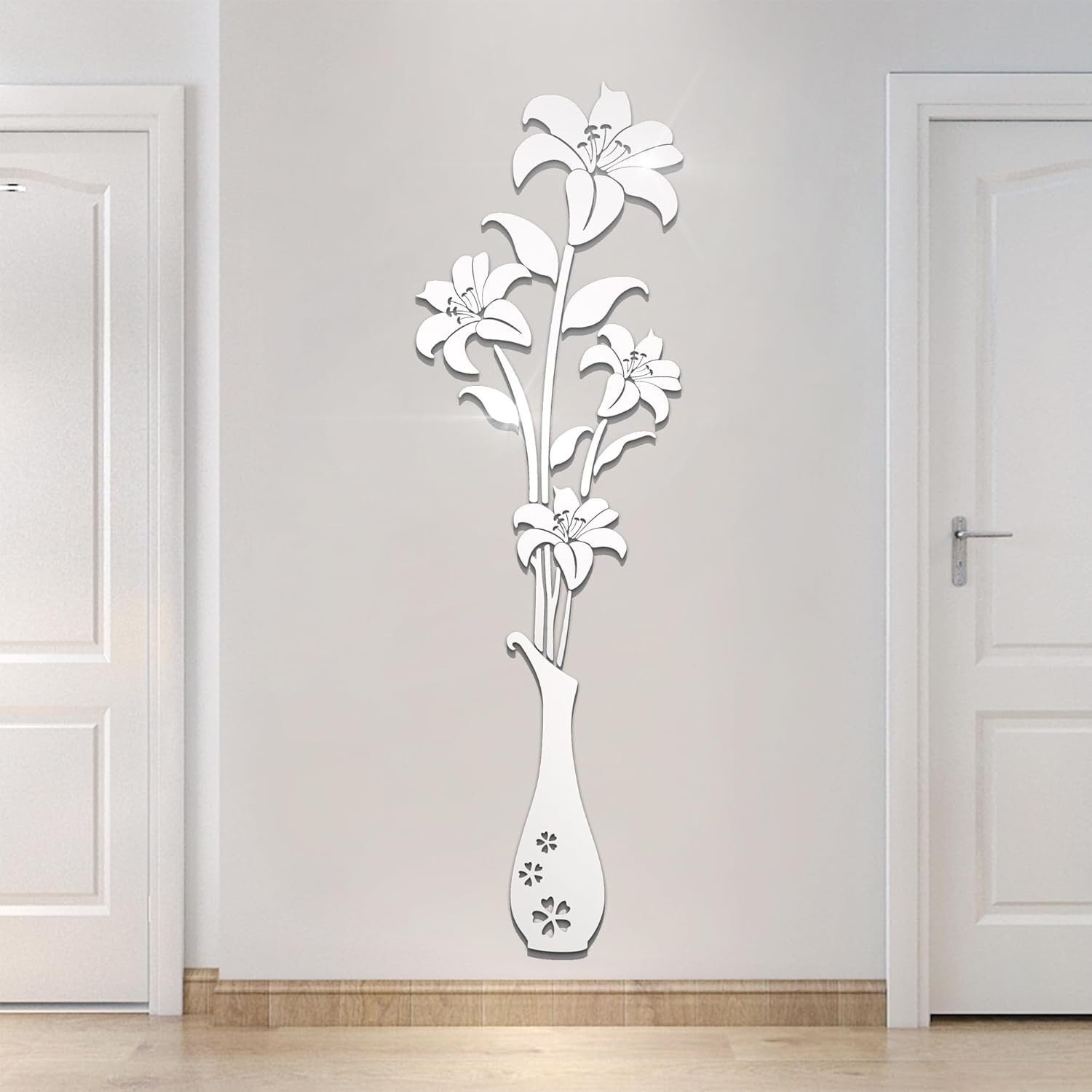 Mirror Wall Decals – 3D Flower Stickers Murals for Living Room Bedroom DIY Walls