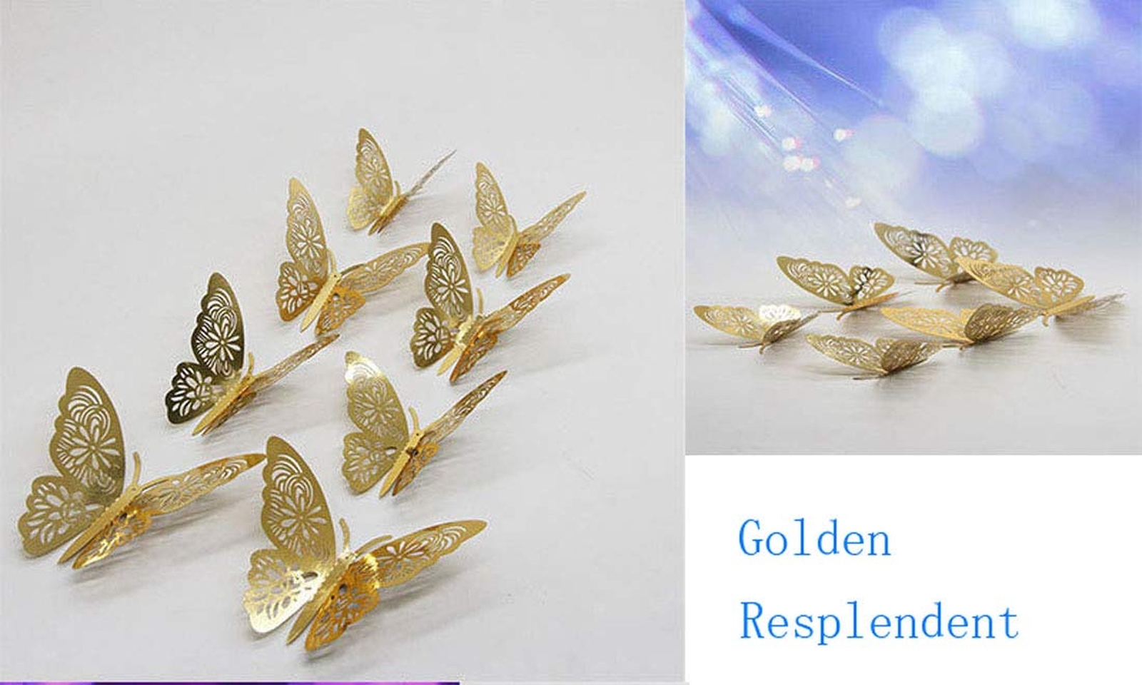 12PCS 3D Hollow-Out Butterfly Wall Sticker Elegant Murals Wall Decal Wall Sti…