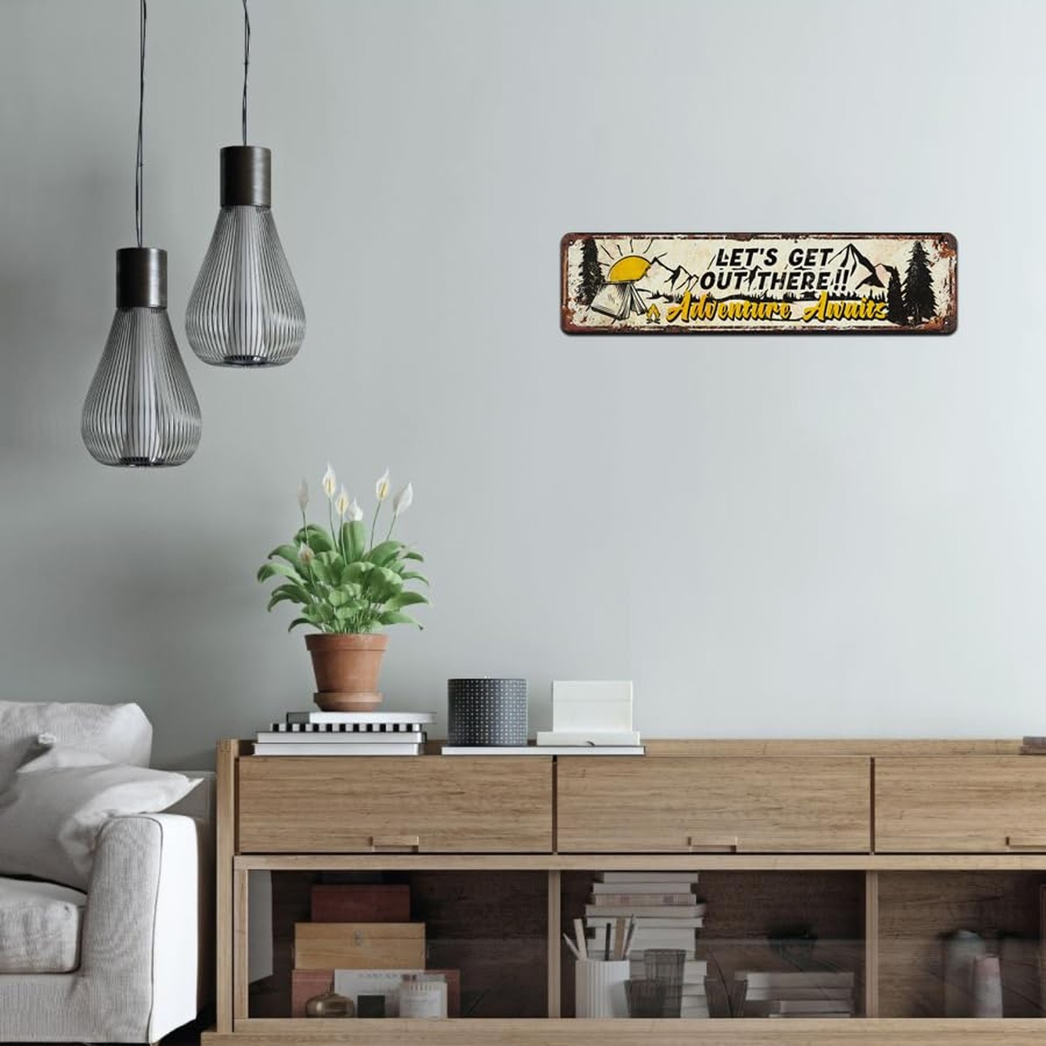 Let's Get Out There Adventure Awaits, Funny Home Decor, Hanging Wall Decorati…
