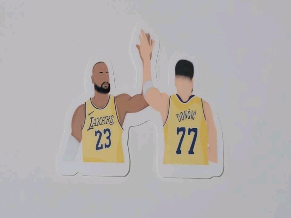 Lebron James Luka Doncic LA Lakers Basketball Glossy Sticker Vinyl Laminate