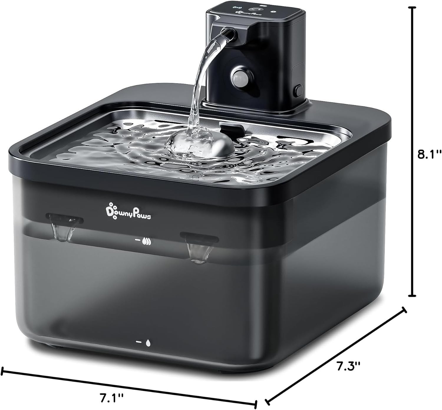 Cat Water Fountain Cordless, 84oz/2.5L Fursink Wireless Pet Water ABS Black