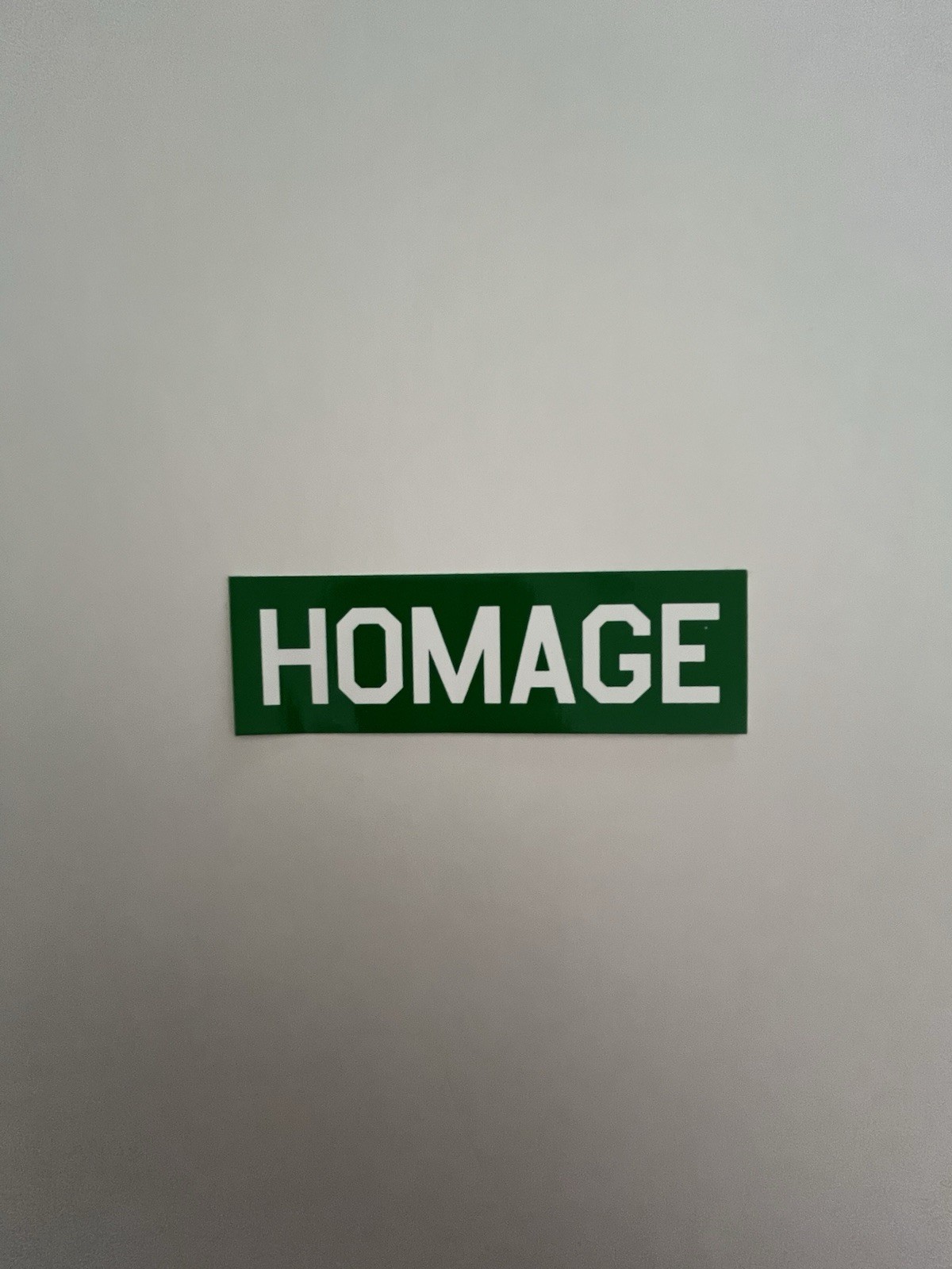 HOMAGE Brand Logo Sticker – Classic Green & White – Retro Sports Apparel Decal