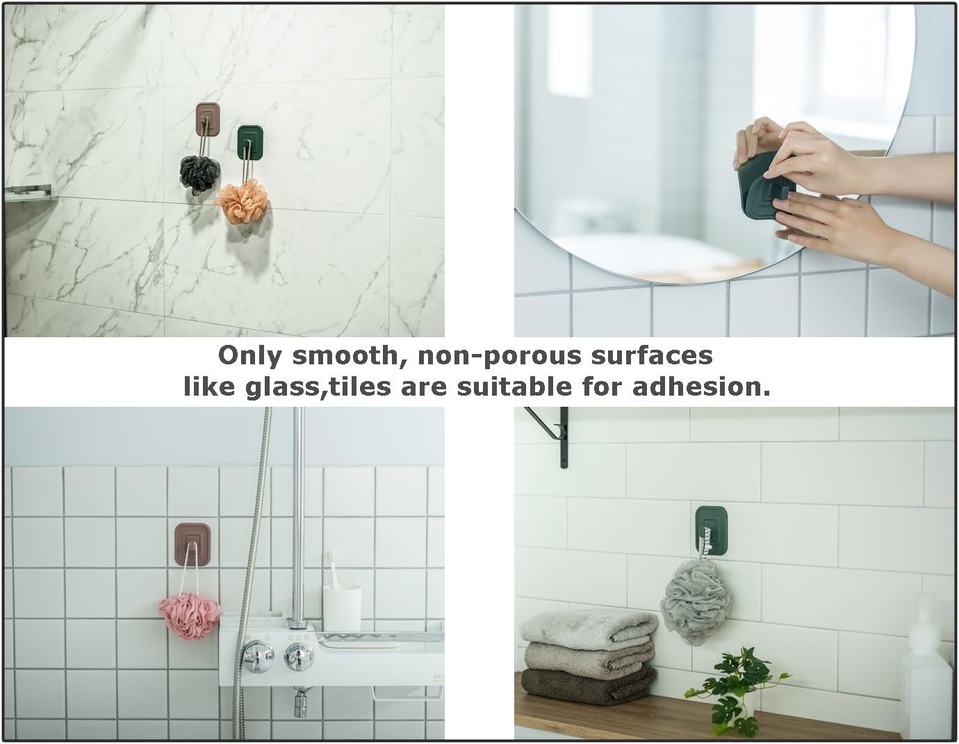 Silicone Simple Multipurpose Adhesive Shower Hook Reusable Hanger Bathroom Do…