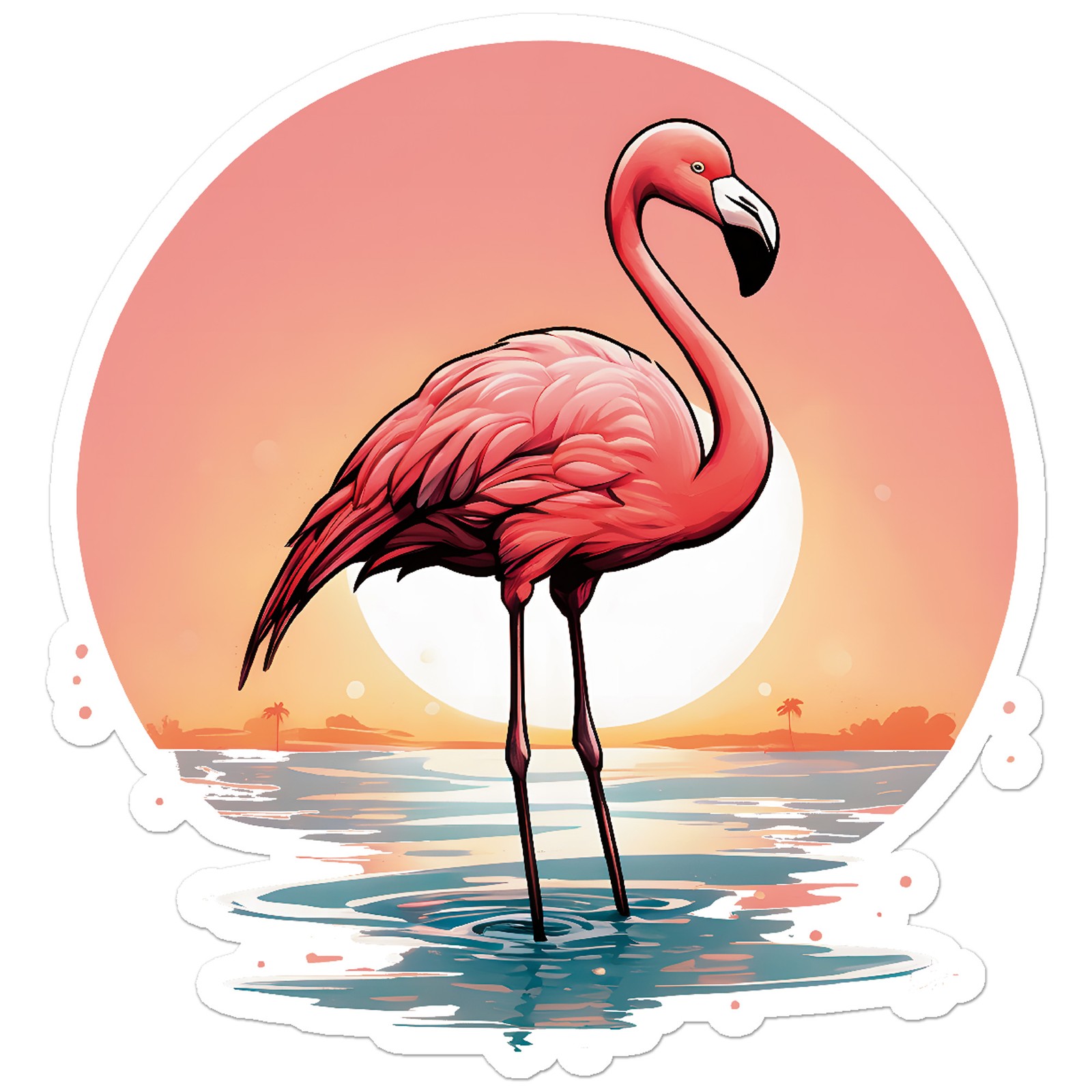 Flamingo Sunset – Vinyl Decal Sticker – Car Window Laptop – ebn11884