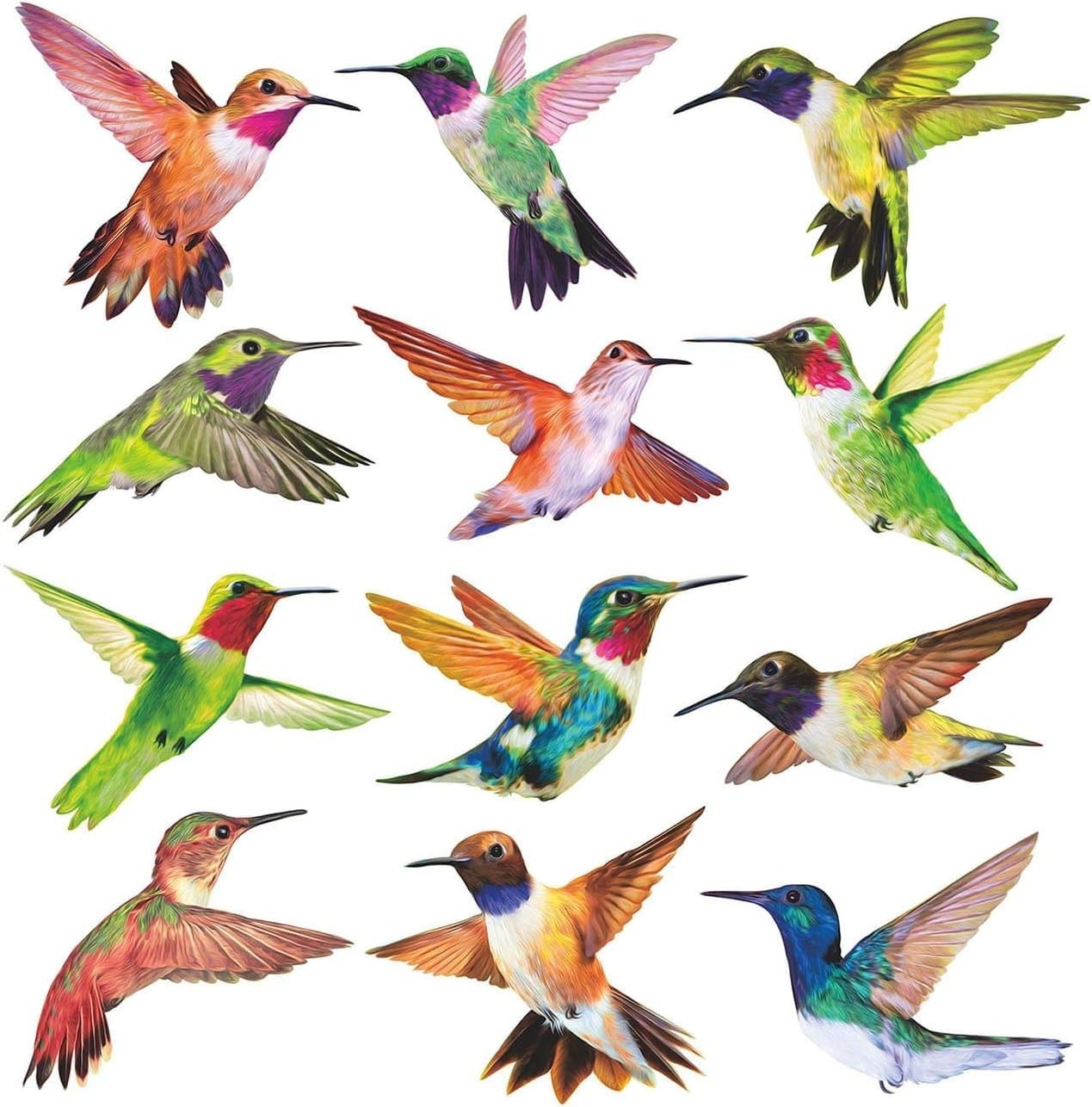 Gorgeous Hummingbird Window Clings – 12 Pack UV Resistant and Easy to Apply