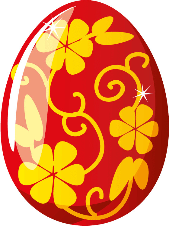 Red & Yellow Floral Easter Egg Car Bumper Sticker Decal
