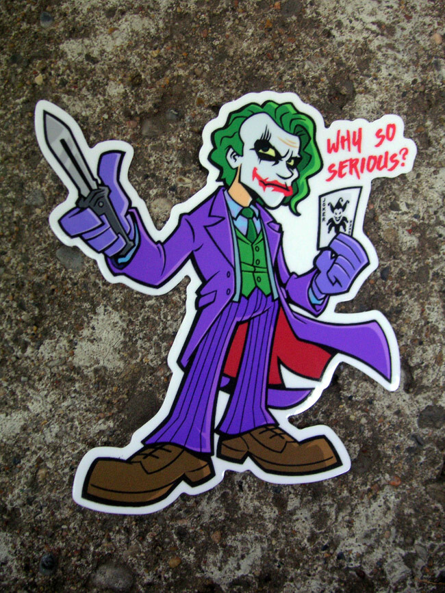 Joker Vinyl Sticker Heath Ledger Dark Knight Skateboard Batman DC Comics Decal