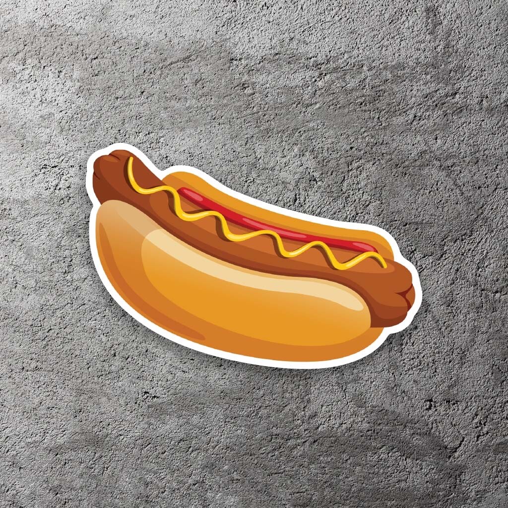 Hot Dog Vinyl Sticker 4" Wide – Includes Two Stickers