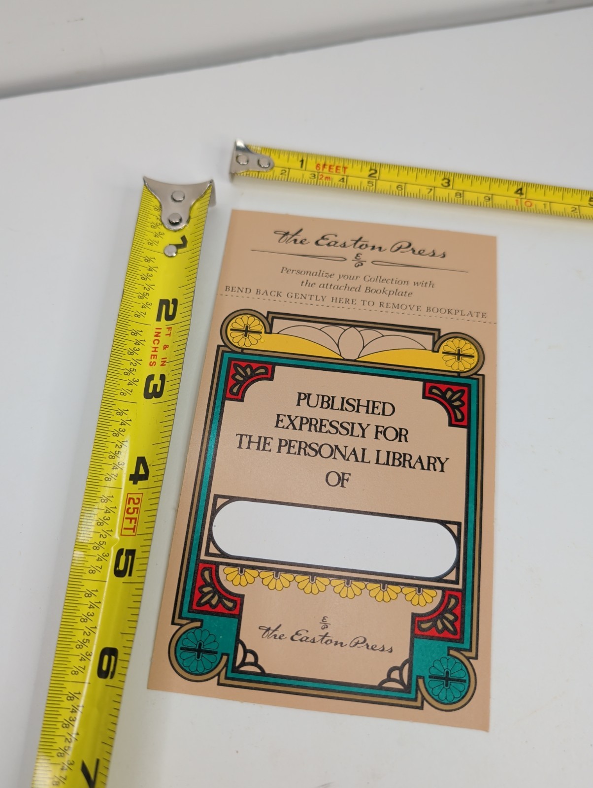 The Easton Press Published for Personal Library Bookplate Sticker New Vintage