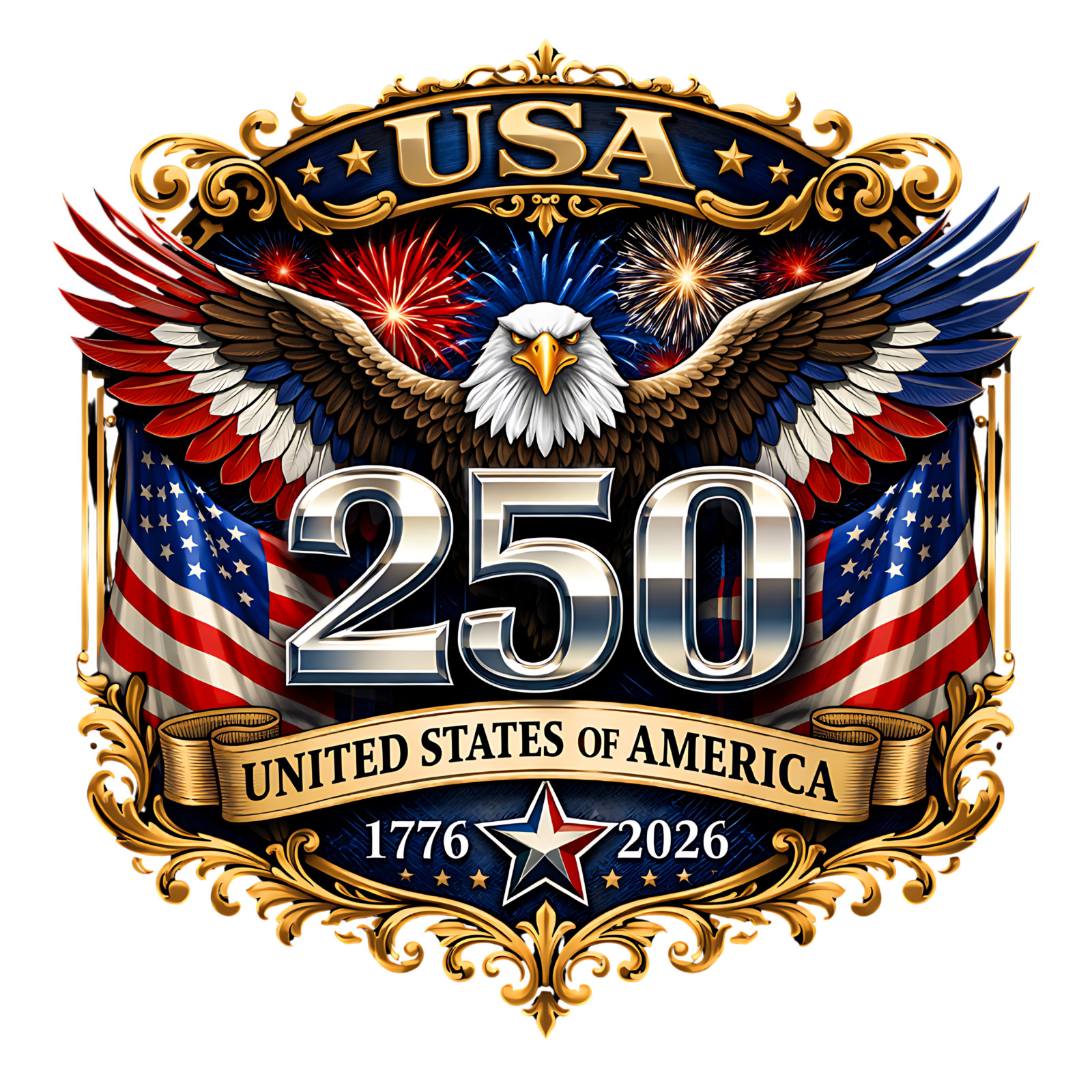 250th USA Anniversary Laminated Sticker 1776-2026 America Decal MAGA EAGLE