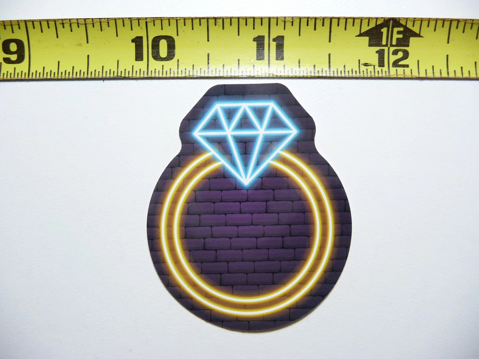DIAMOND WEDDING ENGAGEMENT RING SMALL STICKER DECAL NEON STYLE BRIGHT VINYL