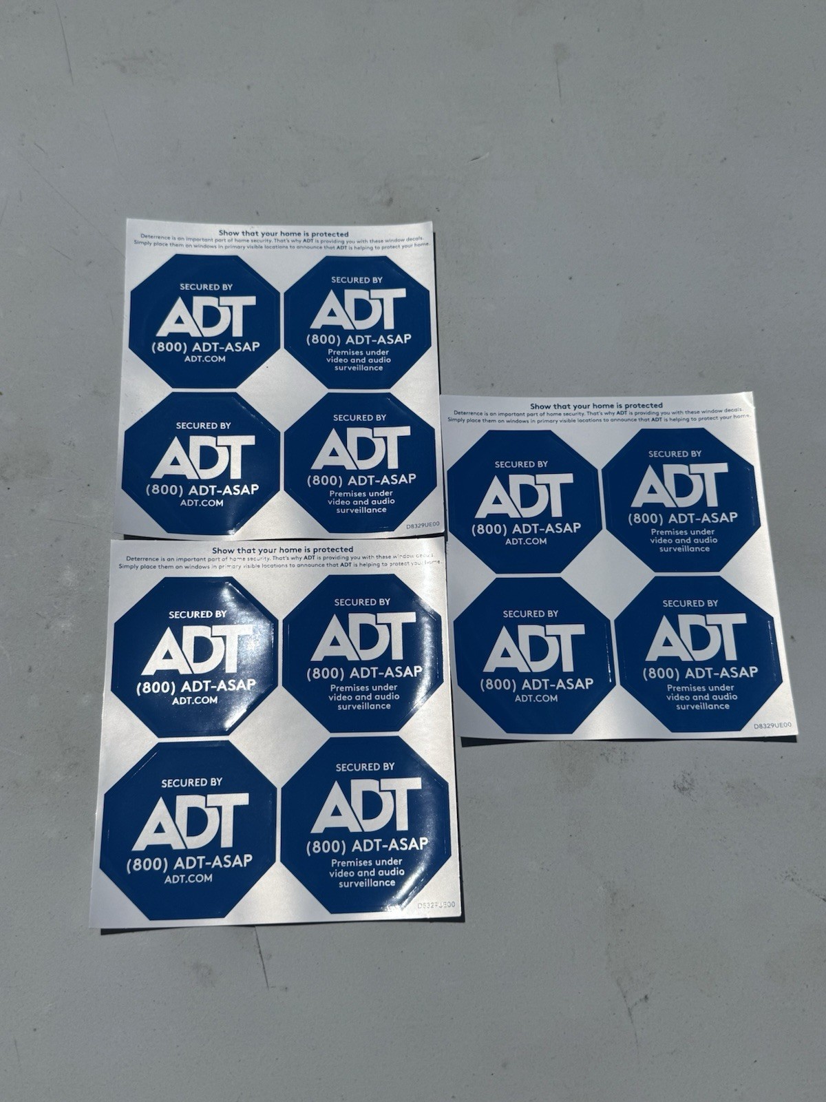 Vinyl Reflective ADT Security Stickers (12 Decals) Home Protection Window Decals