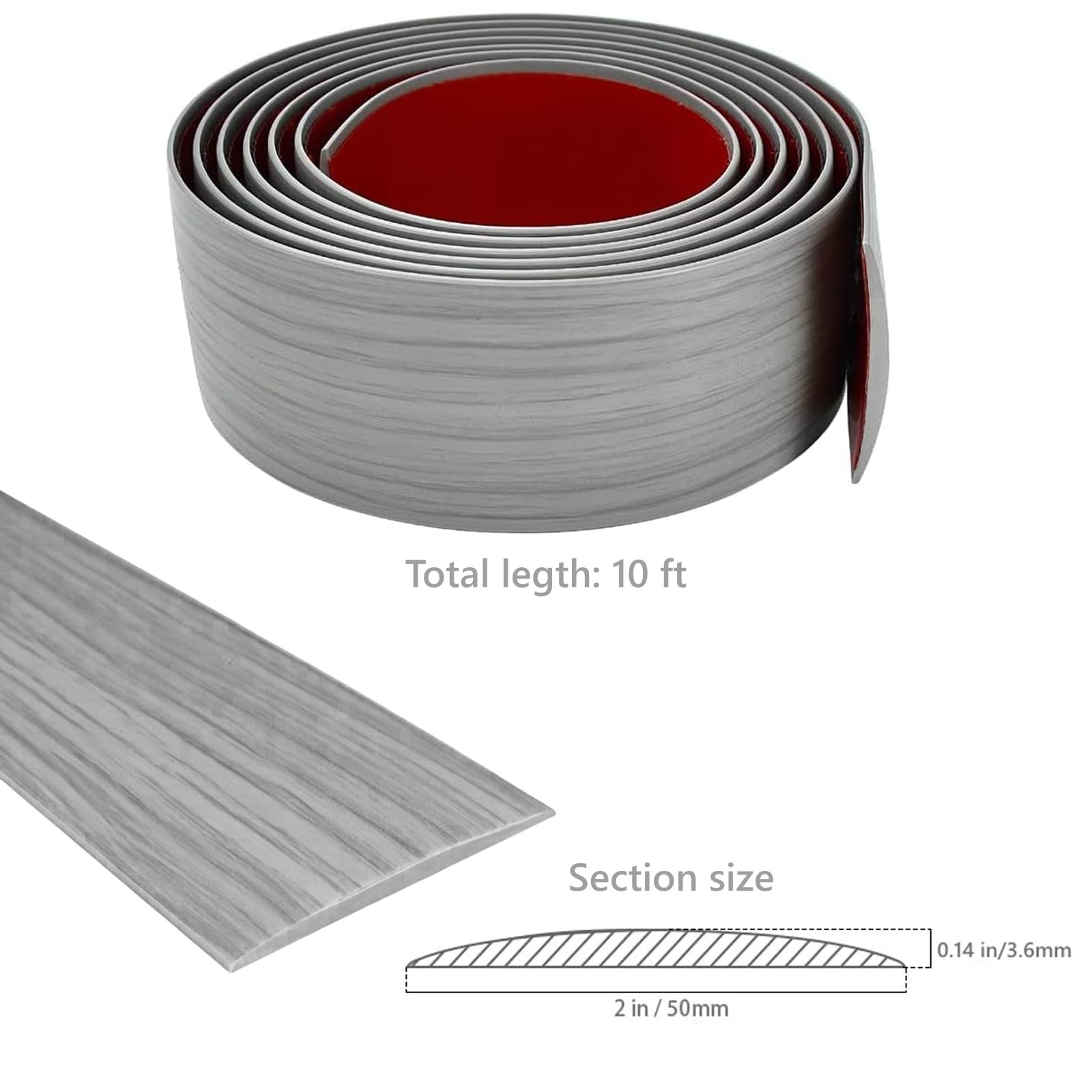 Self-Adhesive Vinyl Laminate Floor Strip, 10ft x 2in Flat Divider for Joining…