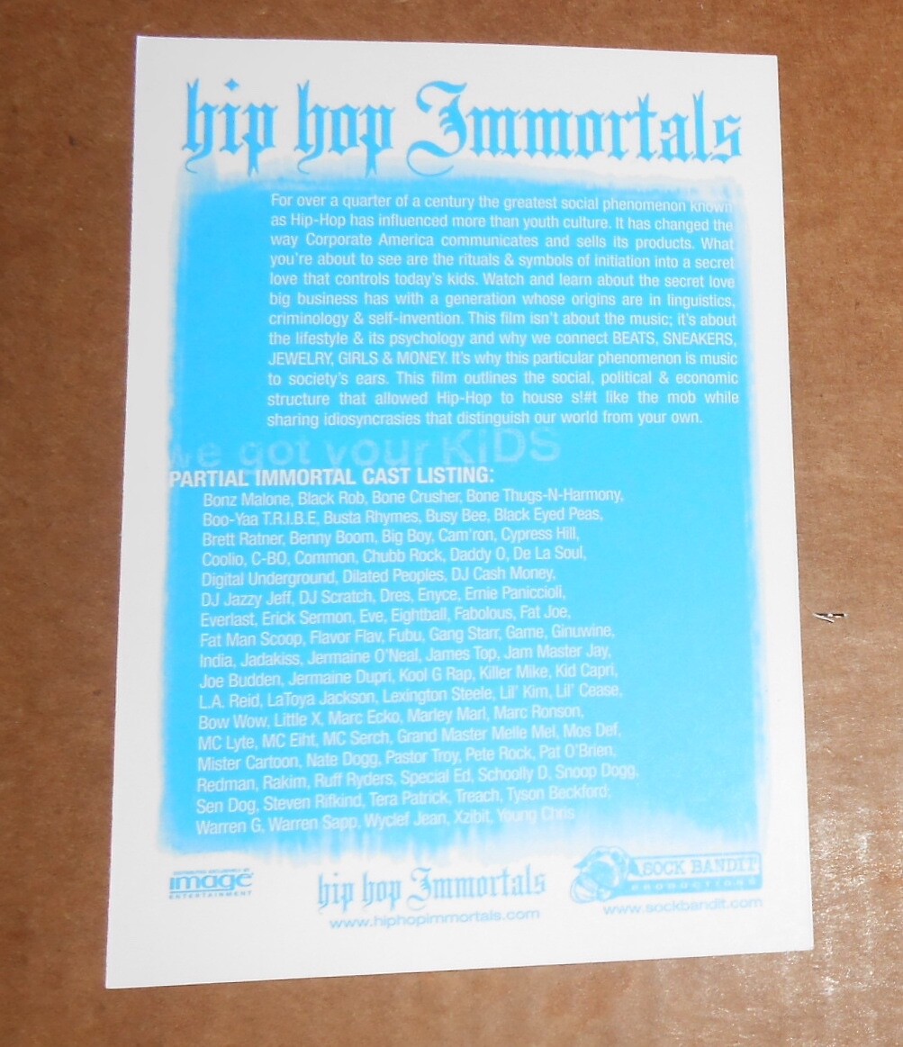 Hip Hop Immortals Sticker Promo 6×4 We Got Your Kids The Movie
