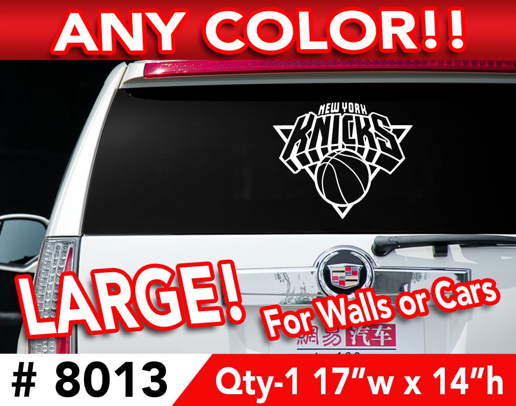NEW YORK KNICKS OUTLINE DECAL STICKER 17"w x 14" ANY 1 Color