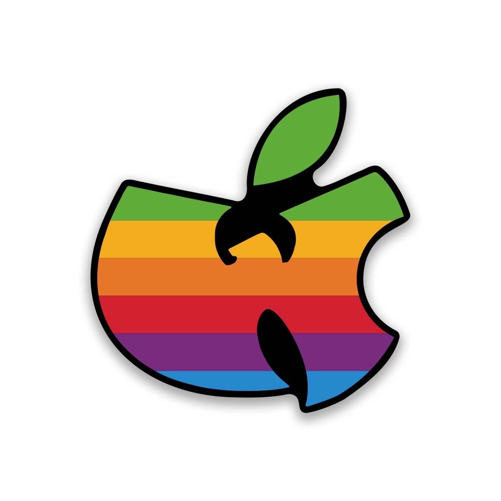 Wu-Tang Apple Sticker, Includes 2 Stickers, 3.5" Wide, Decal, Vinyl, Rainbow