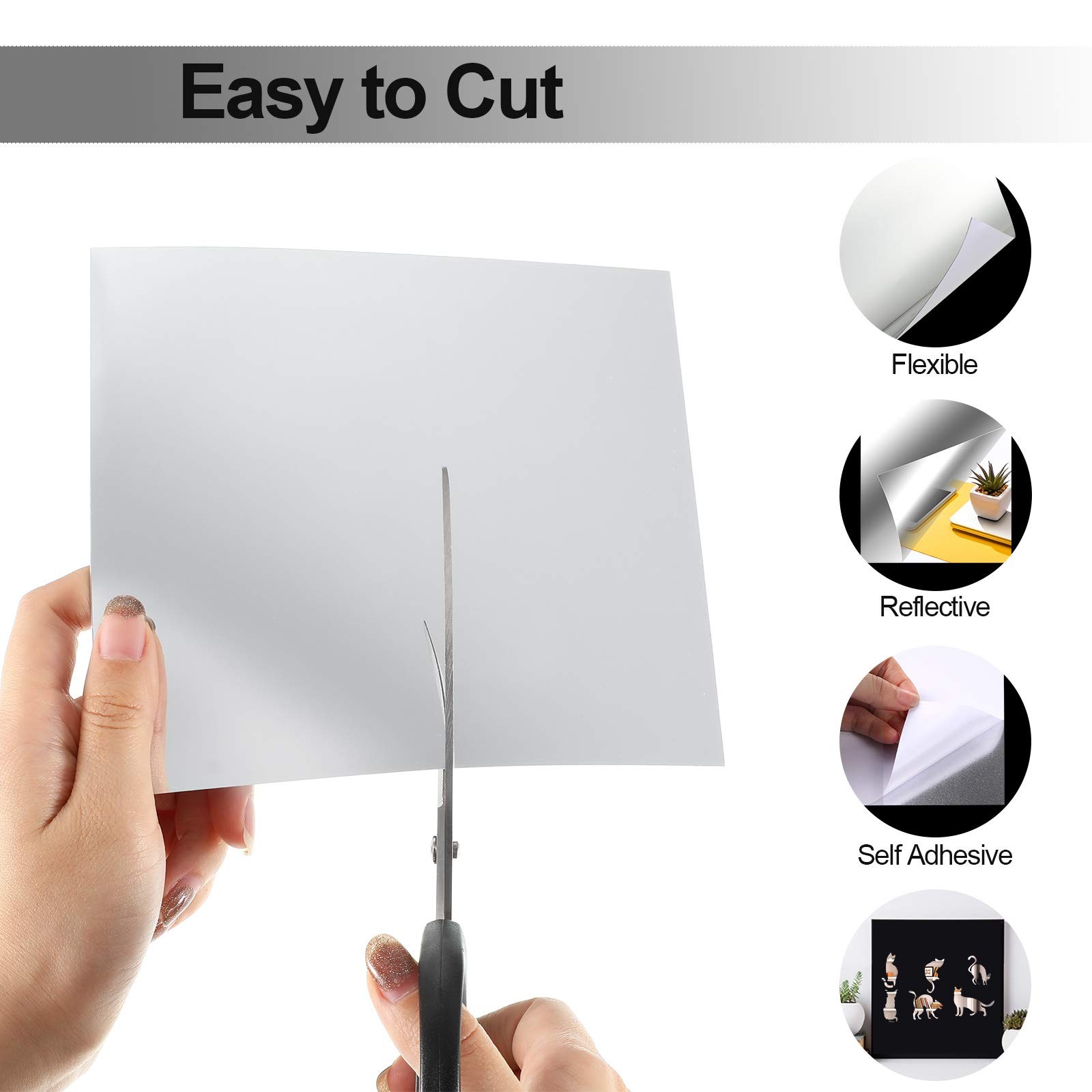 Flexible Mirror Sheets Self Adhesive Non Glass Mirror Tiles Stickers