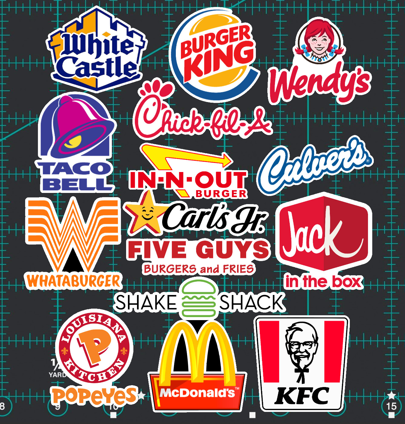 15 Fast Food Restauran Logo Stickers – Clear, Holographic, or White-Burger Fries