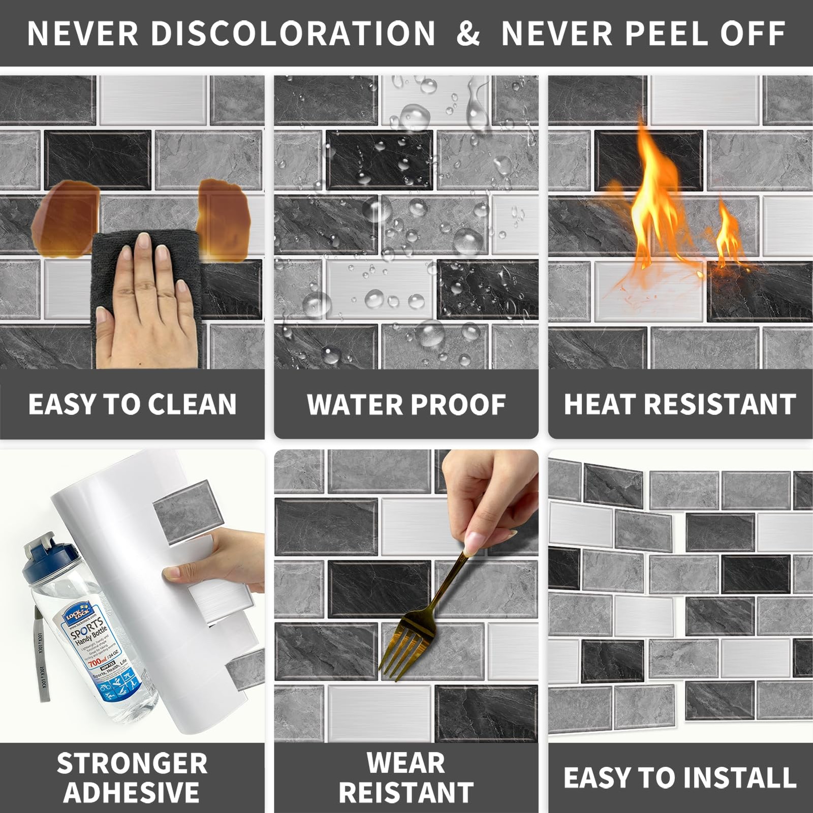10-Sheet Subway Tile Peel and Stick Backsplash for Kitchen,12"x12" Self Adhes…