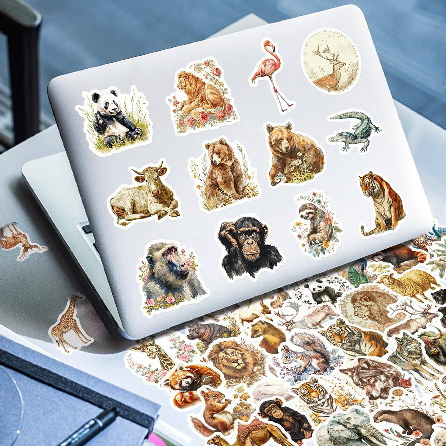 Animal Stickers – Realistic 50 Pcs Waterproof Vinyl Zoo Animal Stickers for Wate