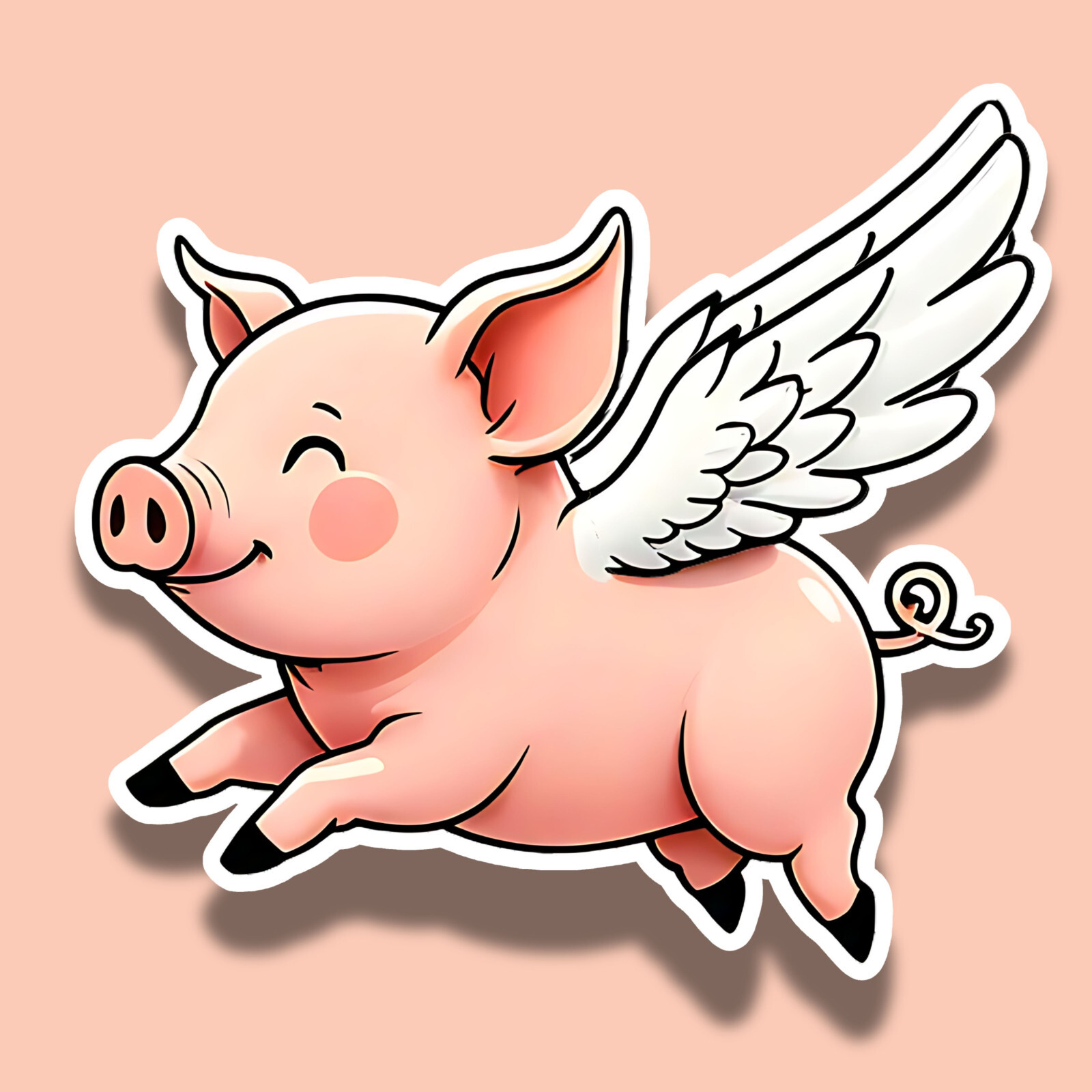 Flying Pig Cute Funny Whimsical 3" Vinyl Sticker
