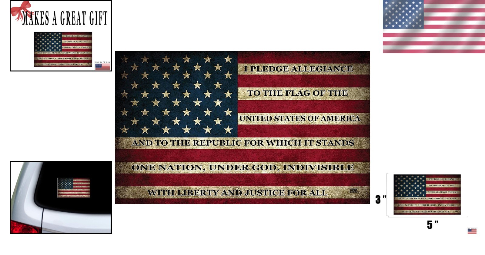 Patriotic Multicolor 3×5 Inch Vinyl Flag Bumper Sticker – Made in the USA