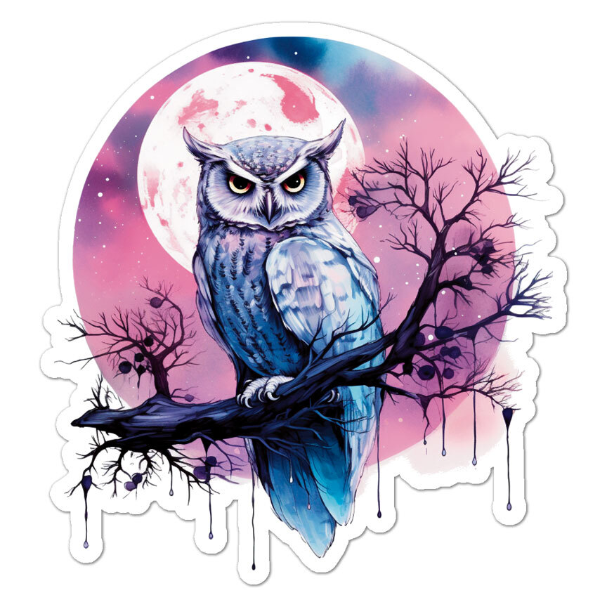 Night Owl Full Moon, Vinyl Decal Sticker, Indoor Outdoor, 3 Sizes, #11036